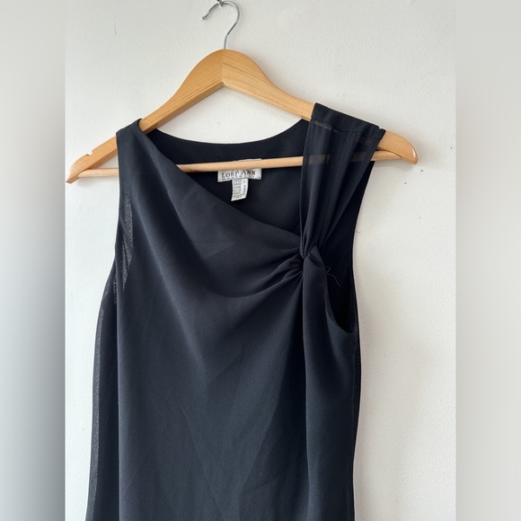 Vintage Lori Ann Montreal - Black Asymmetrical Dress - Shoulder Detail -Size 7-8 - Picture 2 of 9
